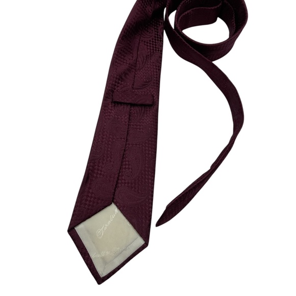 TURNBULL & ASSER Burgundy Geometric Paisley Silk LUXURY Tie HANDMADE ENGLAND - Picture 2 of 4
